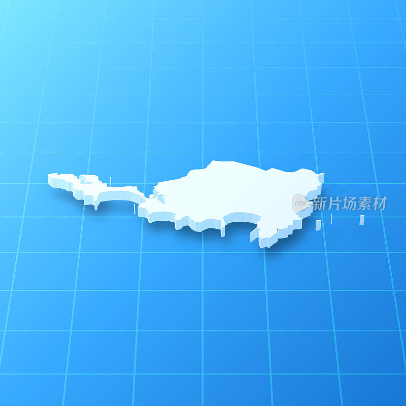 蓝色背景的Sint Maarten 3D地图